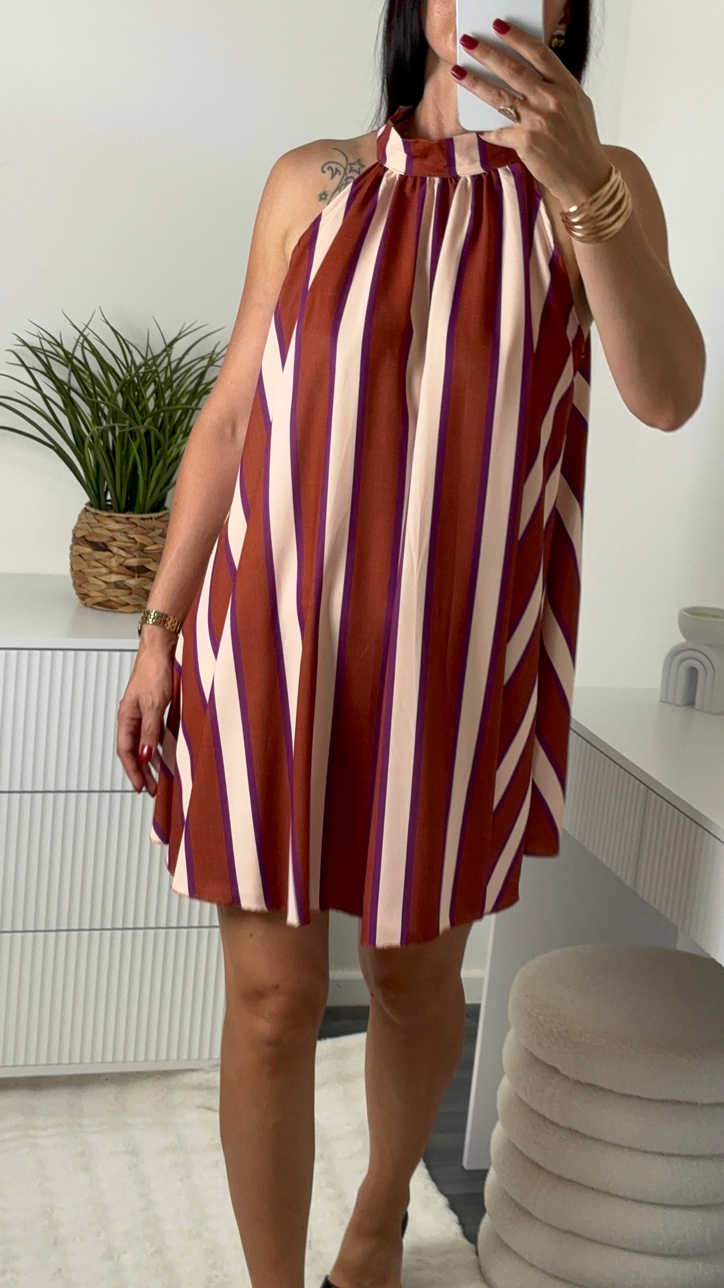 ROBE RAYURES BRIQUE