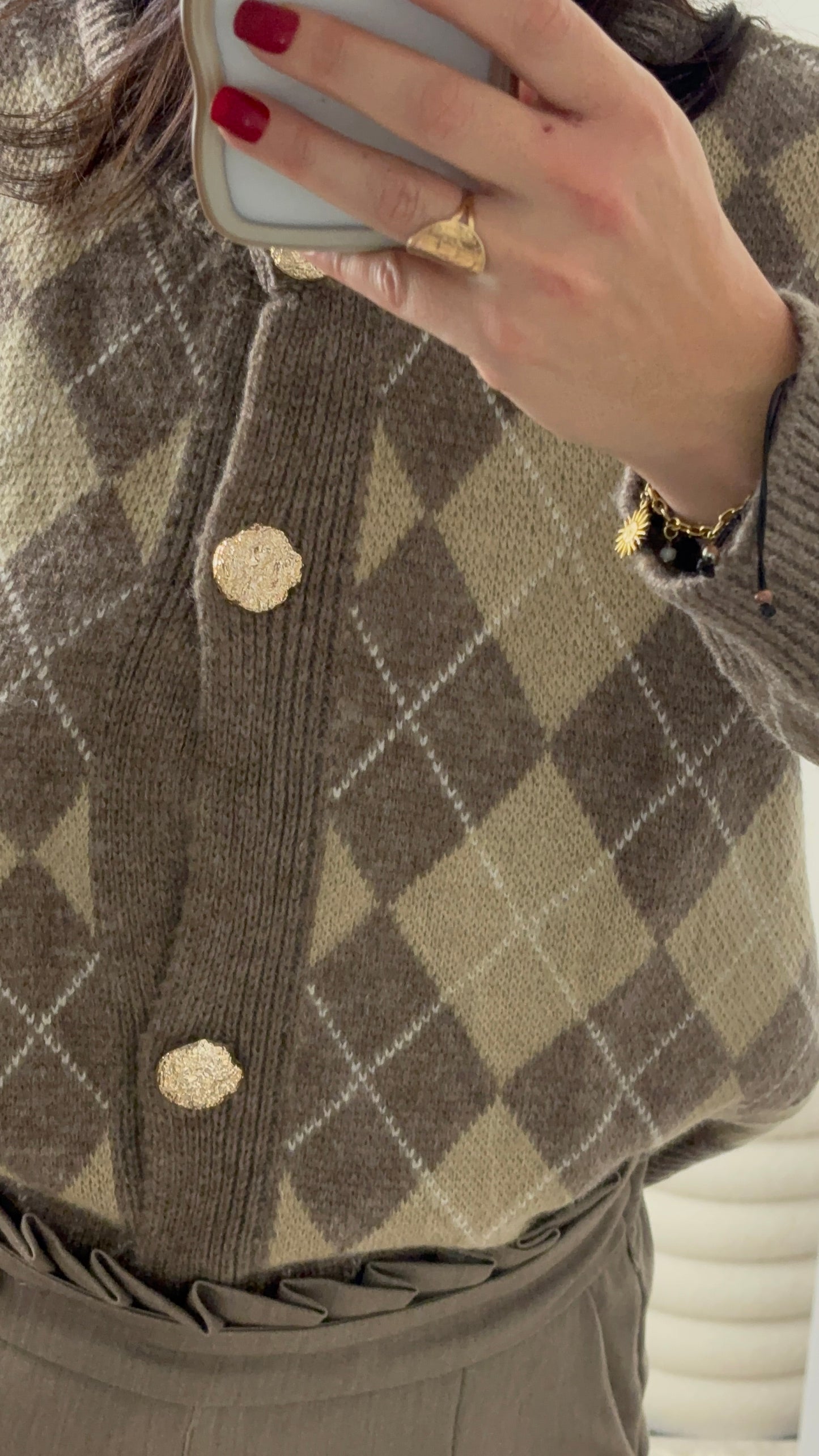 Gilet jacquard taupe
