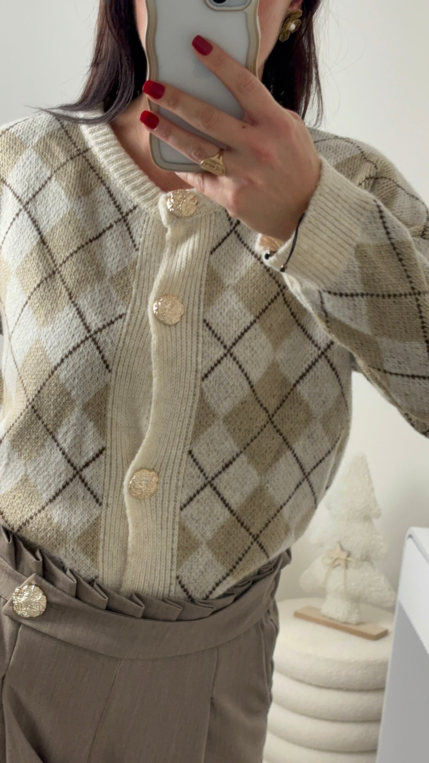 Gilet jacquard beige