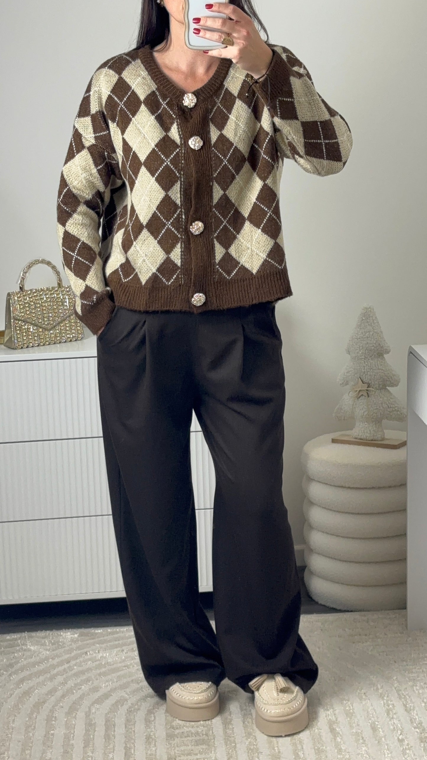 Gilet jacquard marron