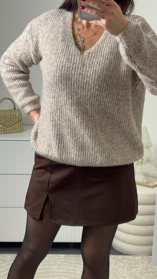Pull doux taupe