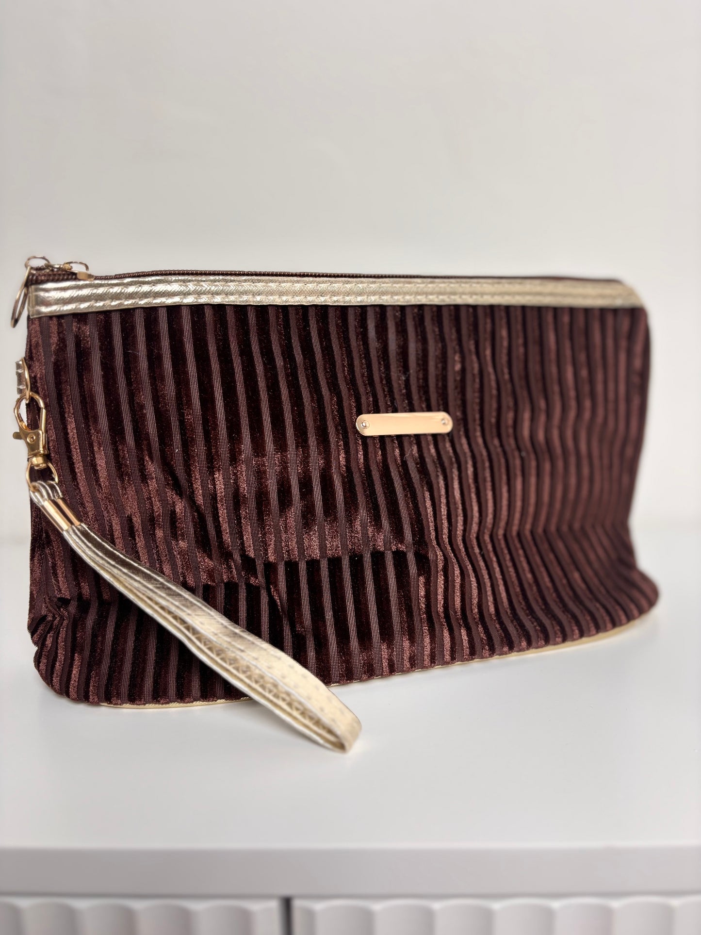 Trousse de maquillage marron