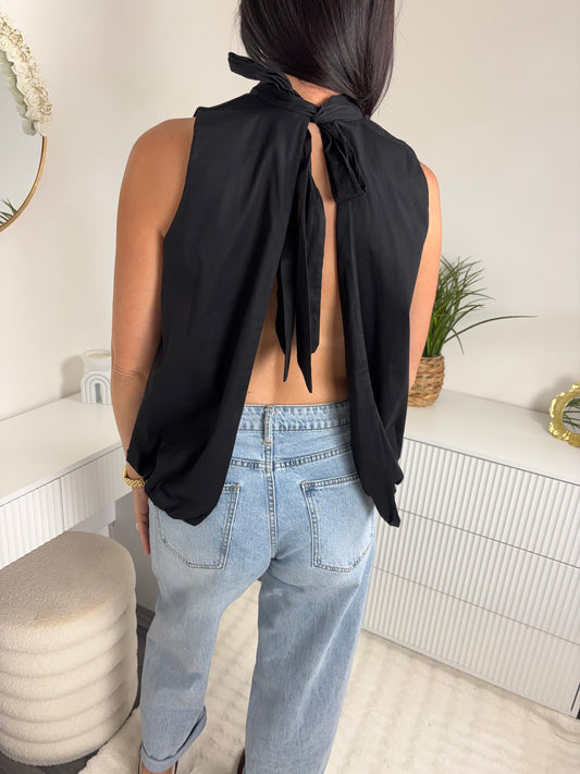 BLOUSE DOS OUVERT NOIRE