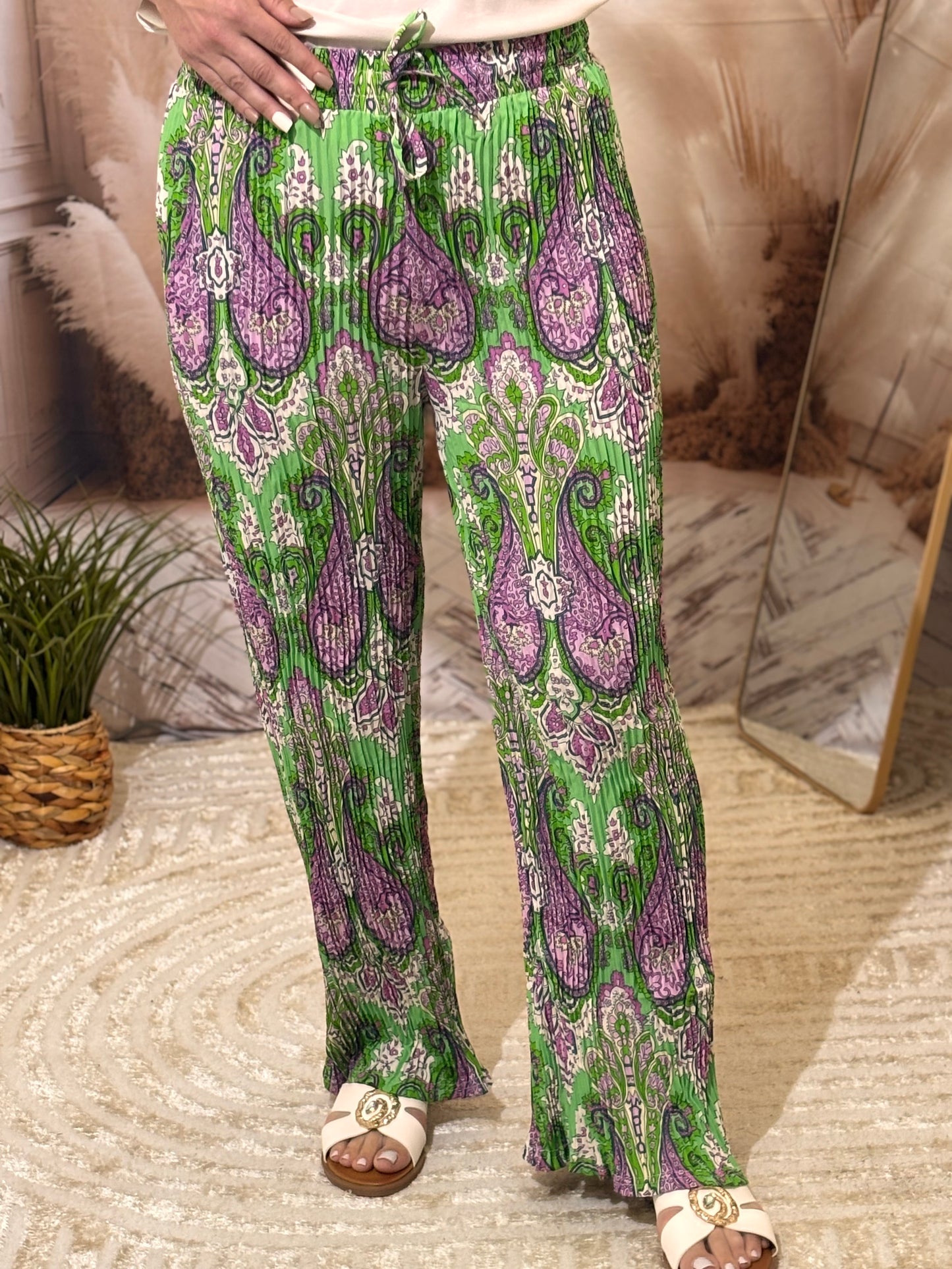 Pantalon imprimé vert