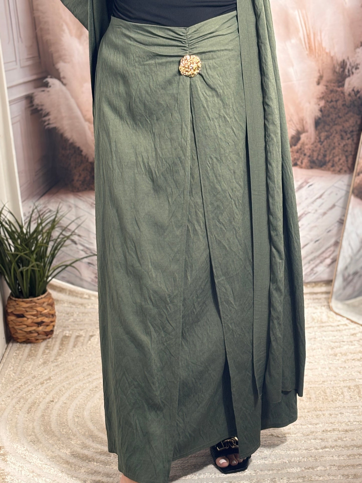 Ensemble gilet & jupe kaki