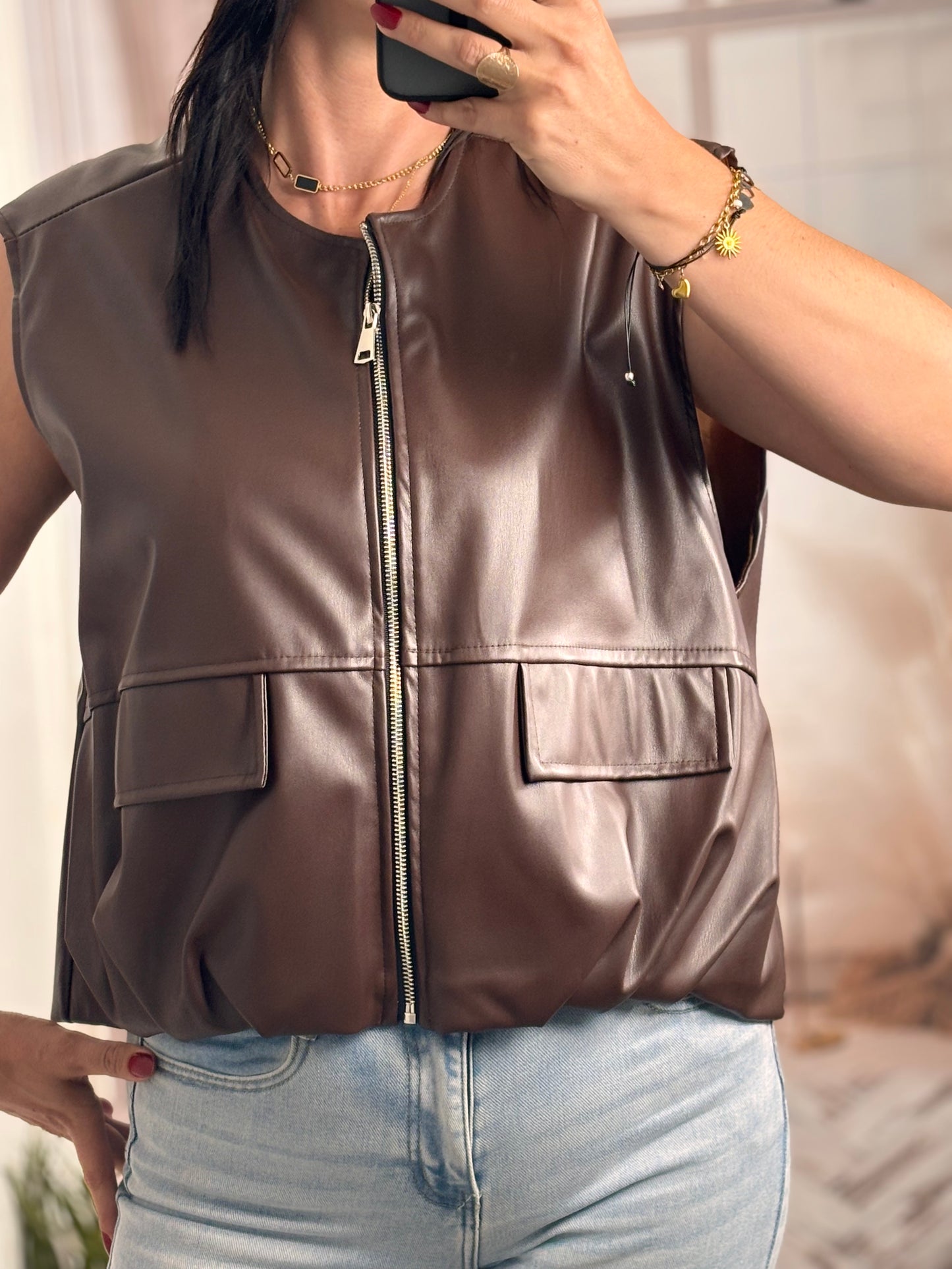 Veste simili marron