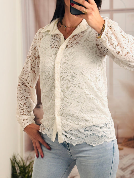 Chemise dentelle blanc