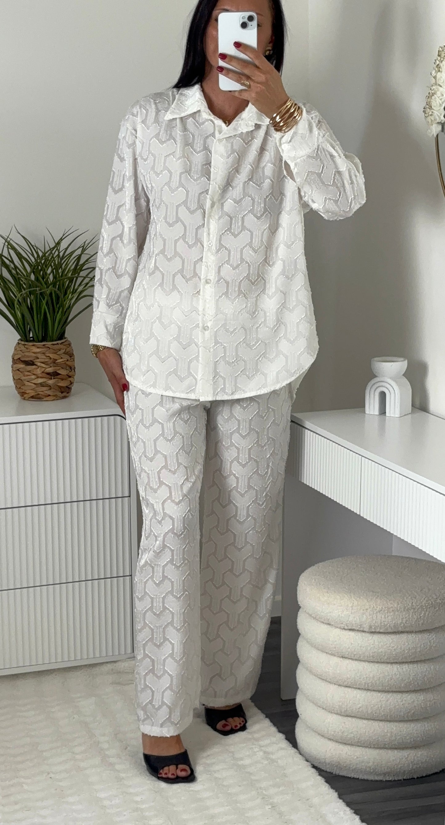 Ensemble motif blanc