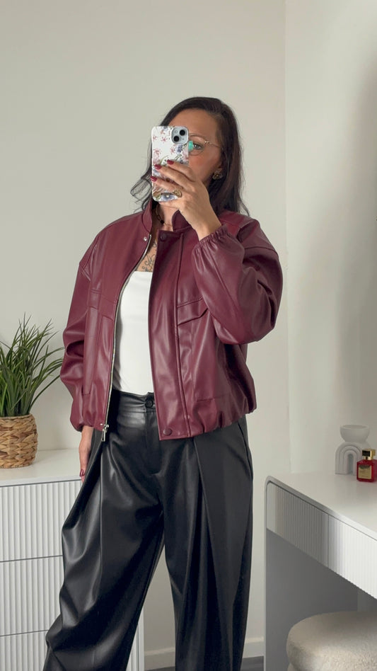 VESTE SIMILI CUIR | BORDEAU