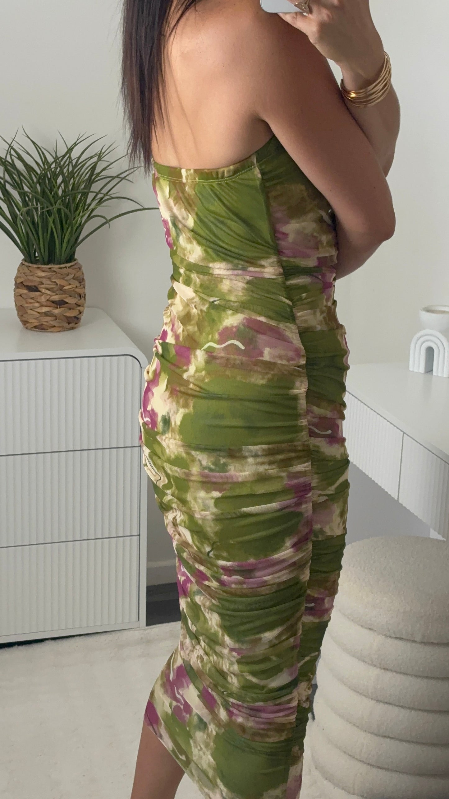 ROBE BUSTIER OLIVE