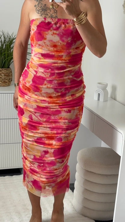 ROBE BUSTIER FUCHSIA