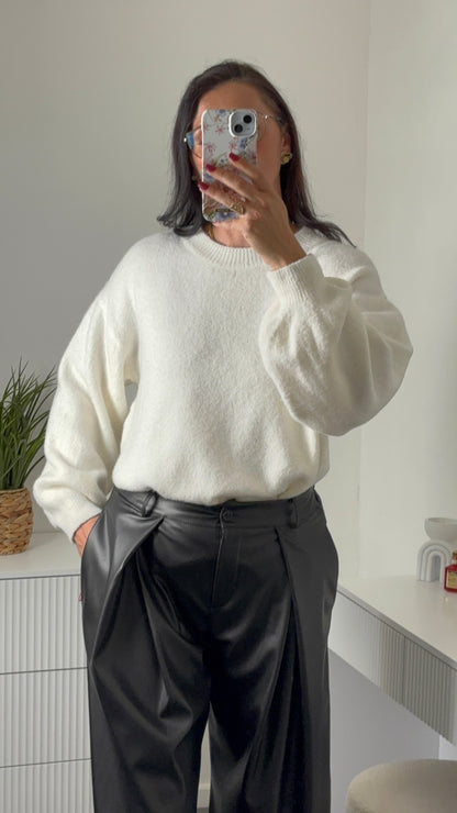 PULL COL ROND | BLANC