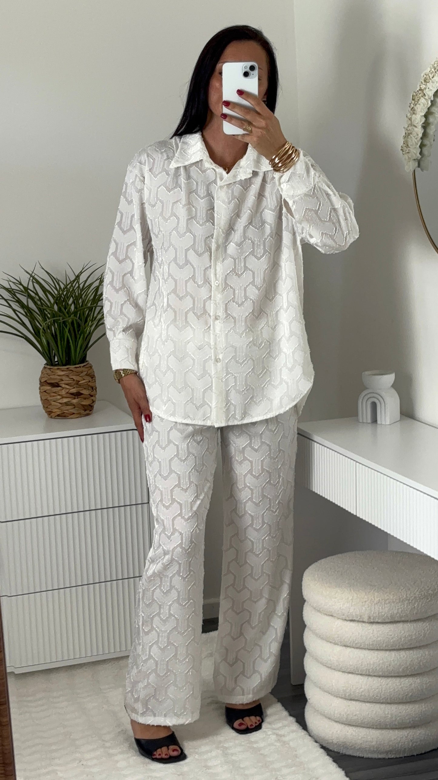 Ensemble motif blanc
