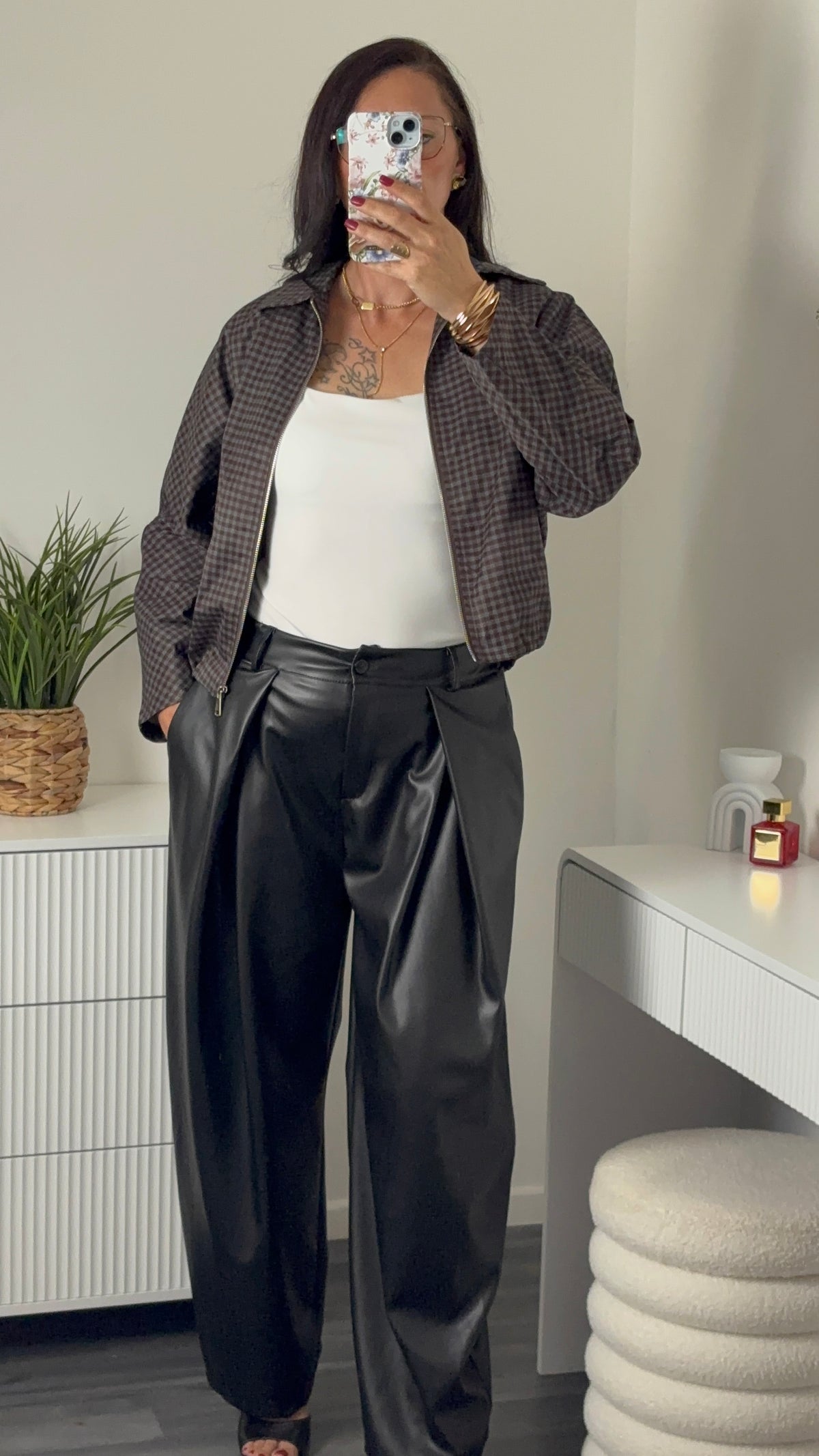 VESTE CARREAUX | MARRON