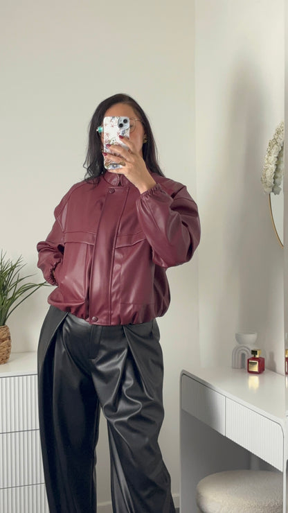 VESTE SIMILI CUIR | BORDEAU