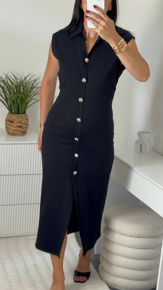 Robe col v noire