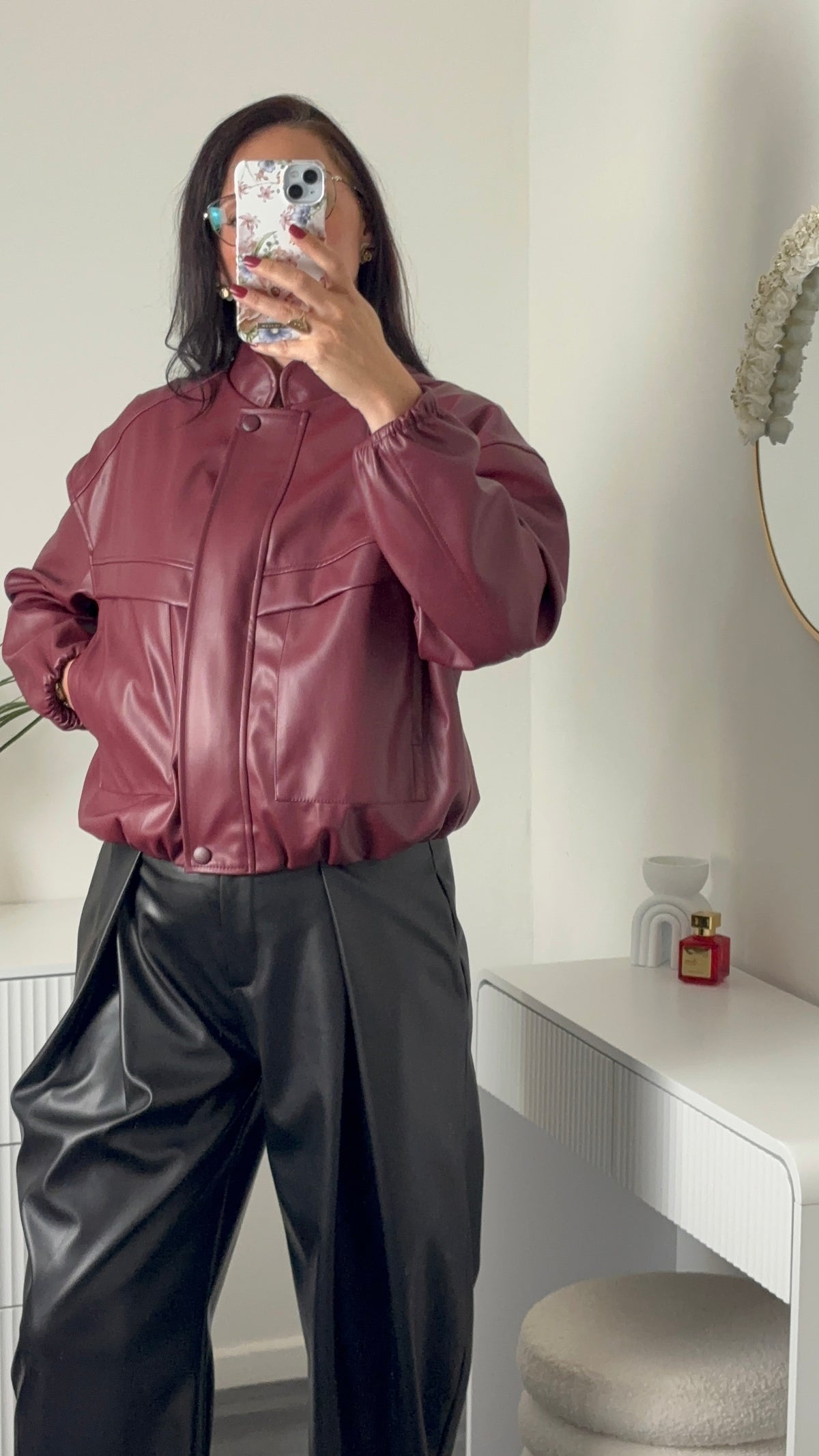 VESTE SIMILI CUIR | BORDEAU