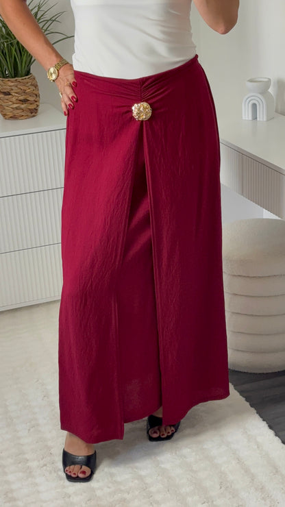 Ensemble gilet long & jupe longue bordeau