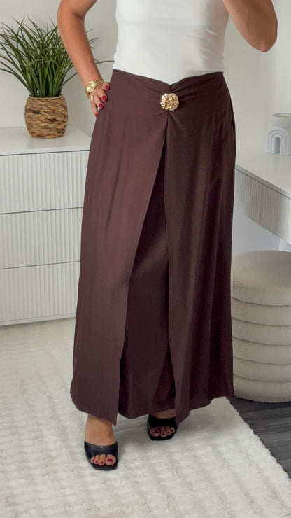 Ensemble gilet long & jupe longue choco