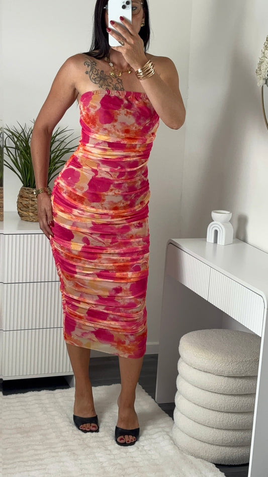 ROBE BUSTIER FUCHSIA