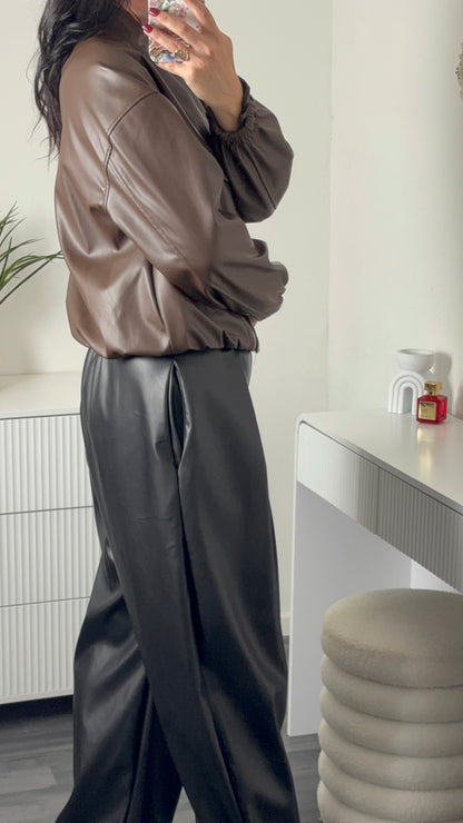 VESTE SIMILI CUIR | MARRON