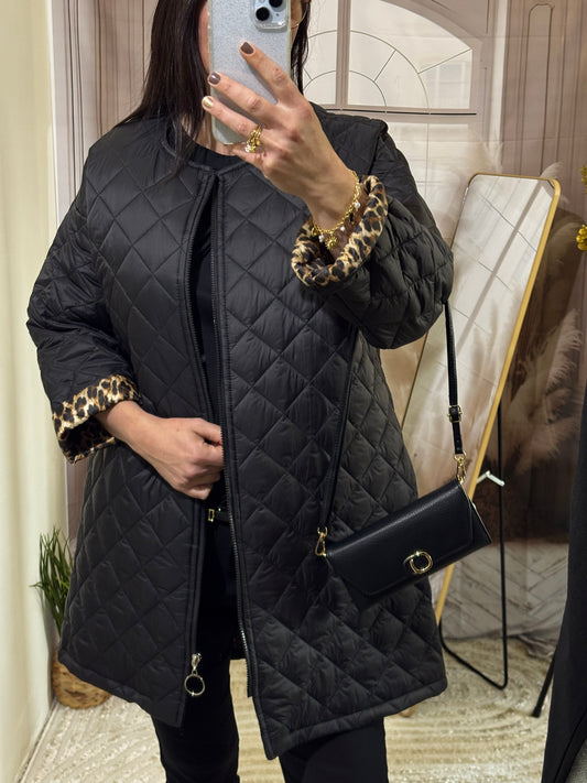 Manteau long matelassé noir