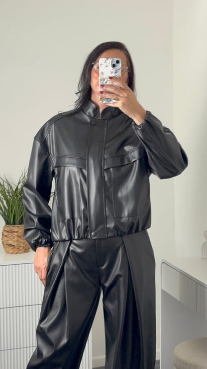 VESTE SIMILI CUIR | NOIR