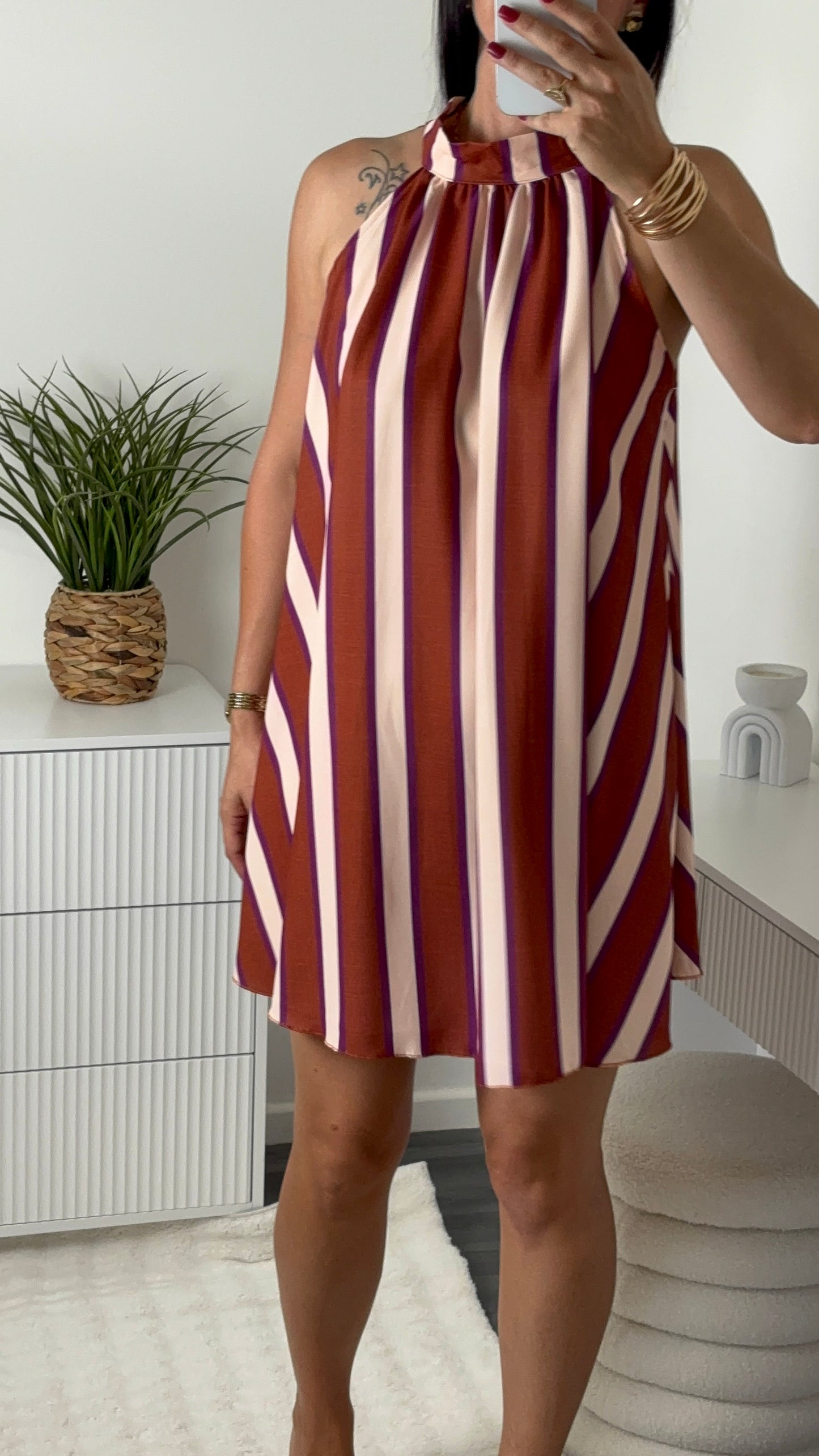 ROBE RAYURES BRIQUE