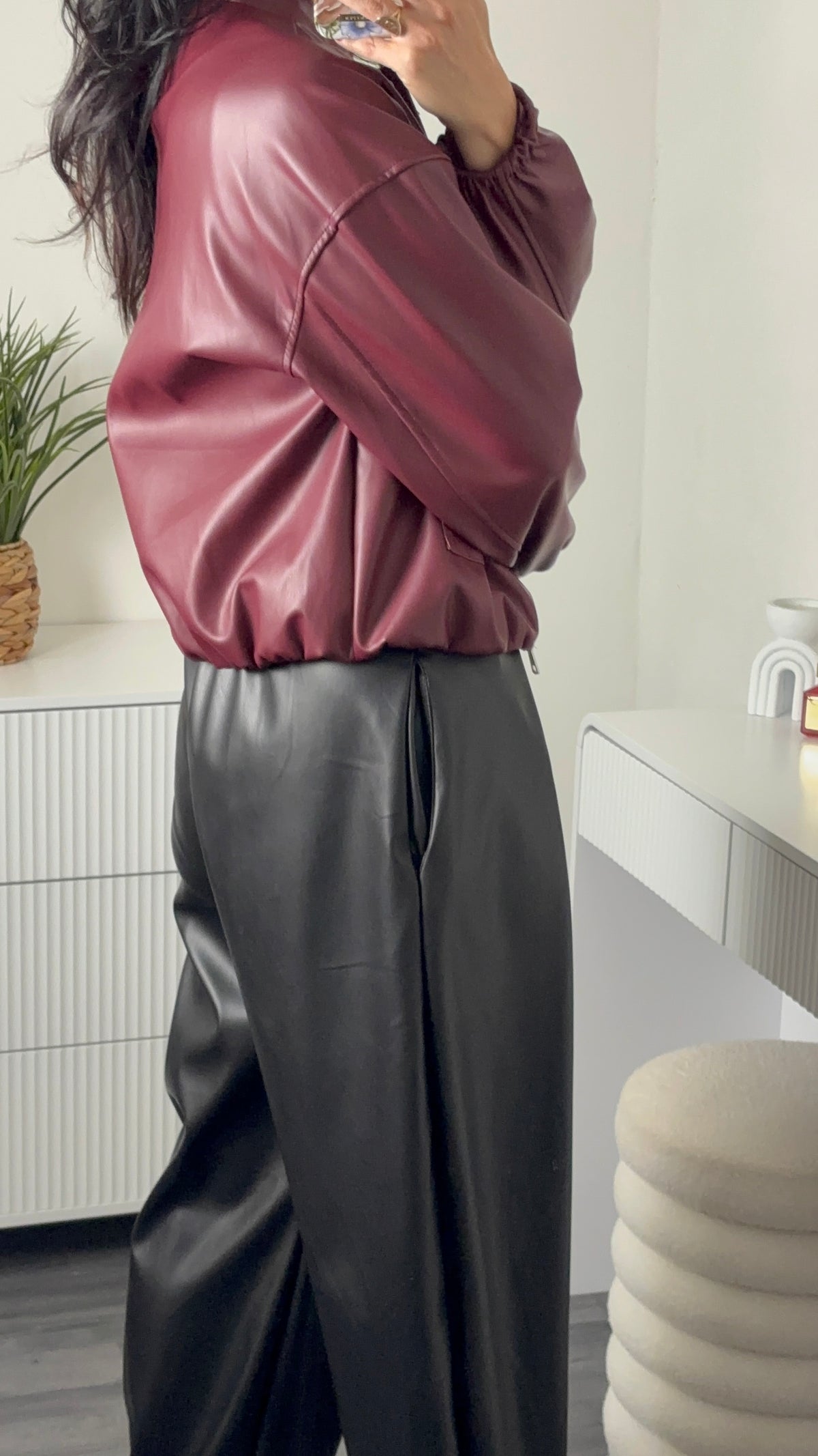 VESTE SIMILI CUIR | BORDEAU