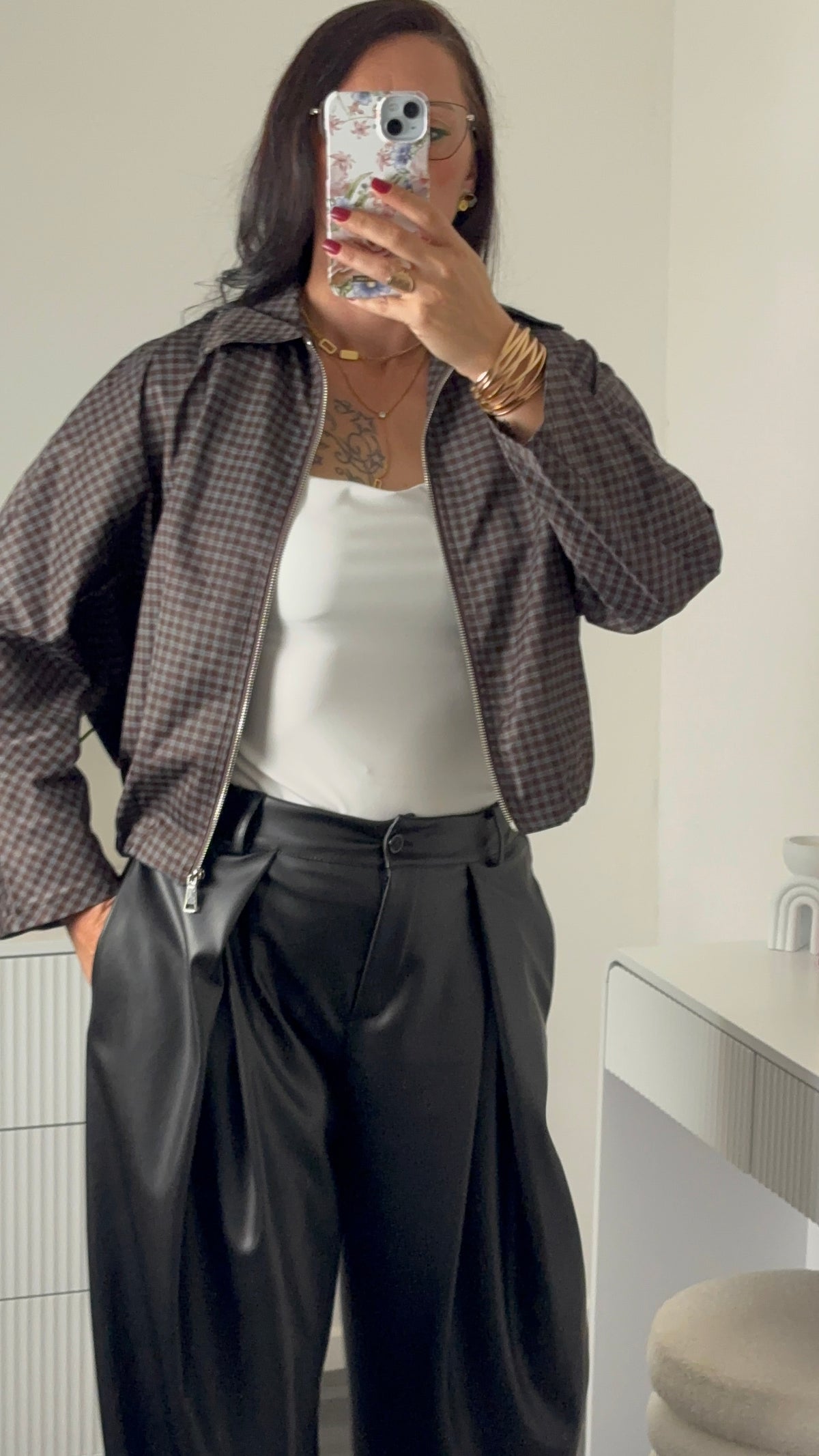 VESTE CARREAUX | MARRON