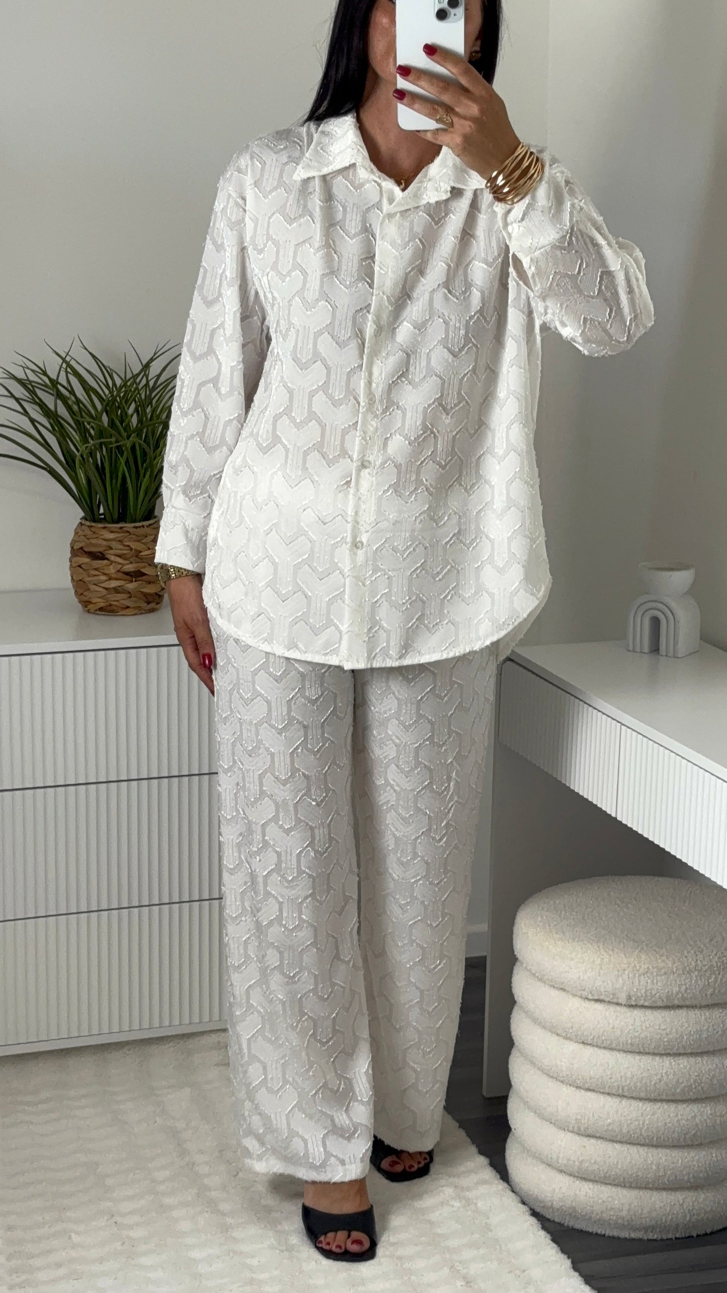 Ensemble motif blanc