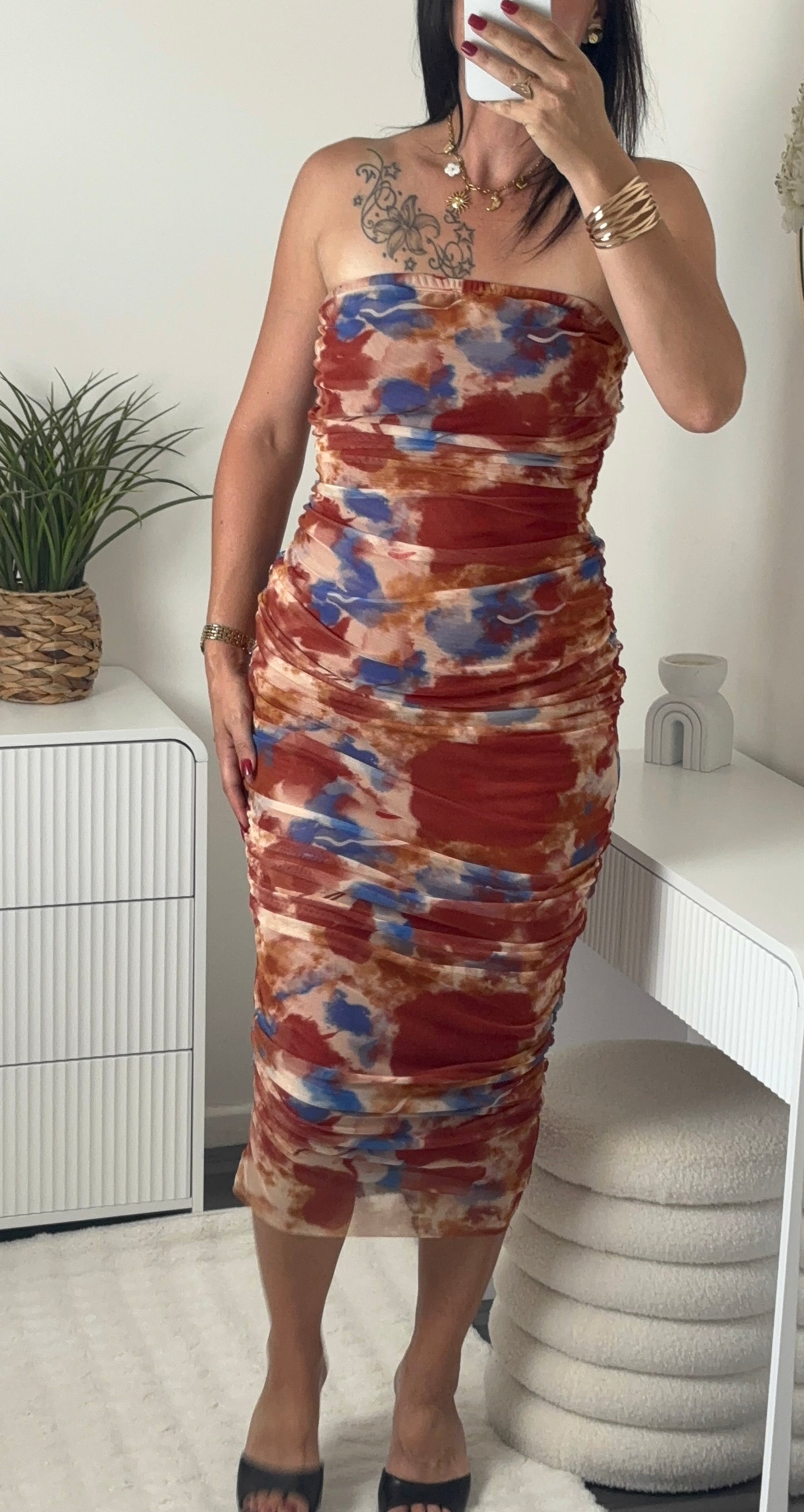 ROBE BUSTIER BRIQUE