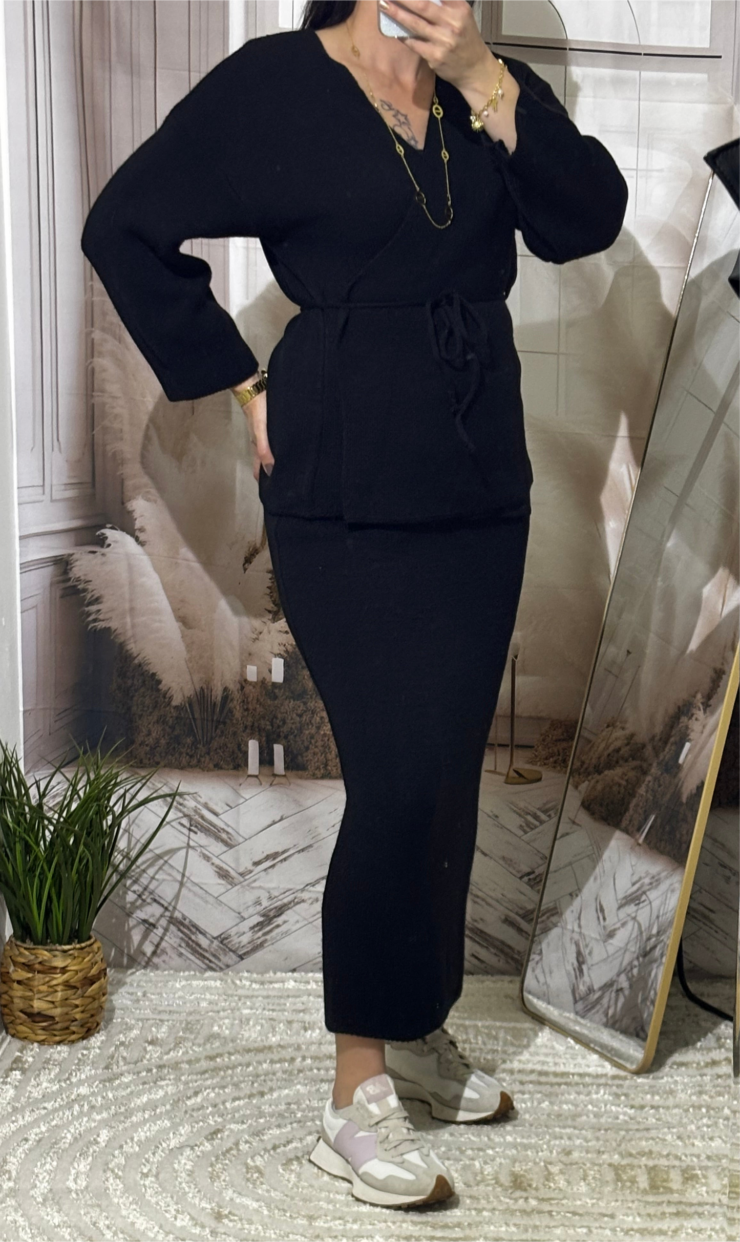 Ensemble gilet & jupe noir