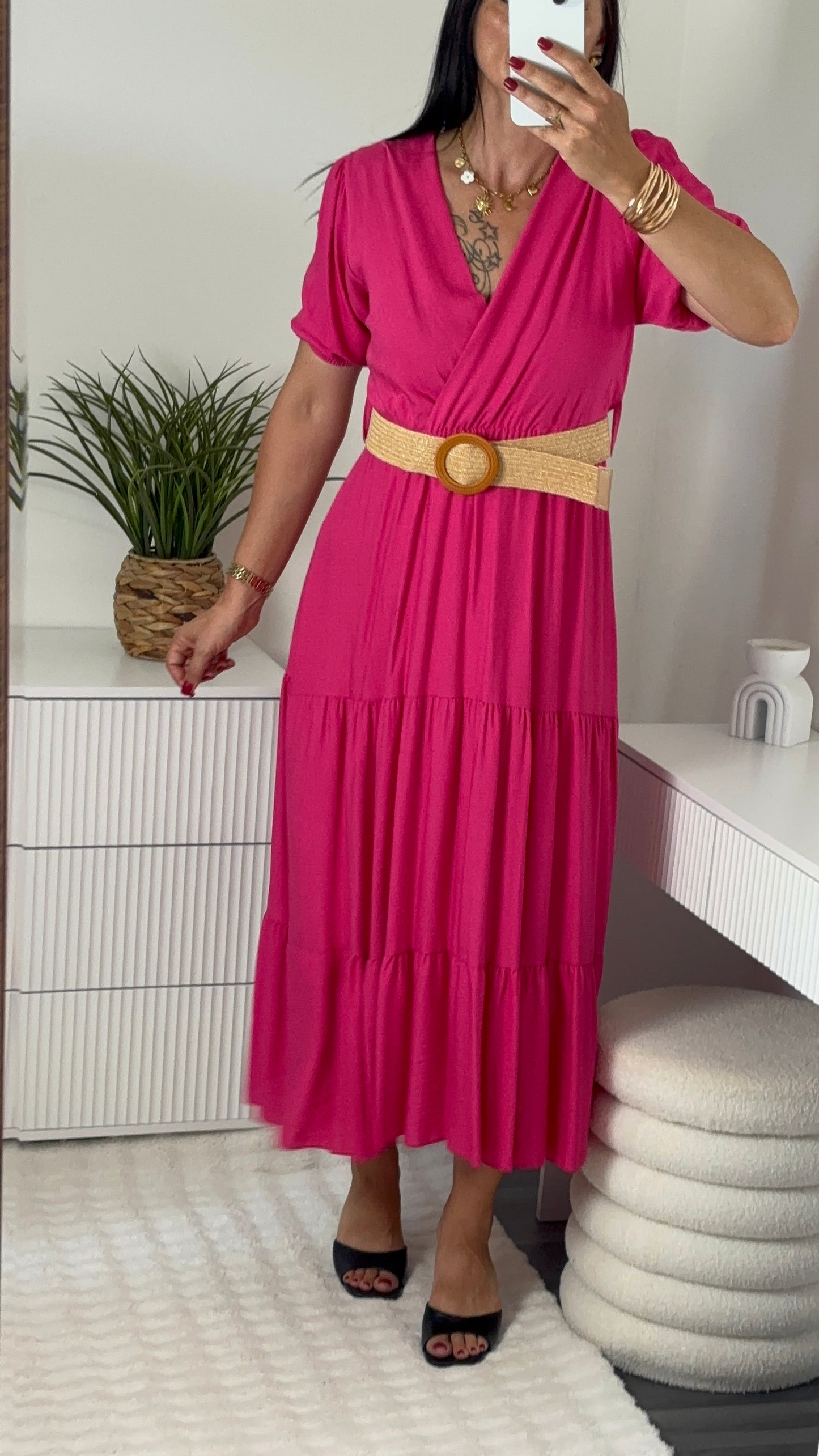 Robe longue fuchsia