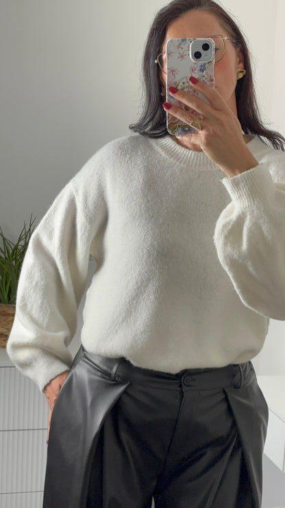 PULL COL ROND | BLANC