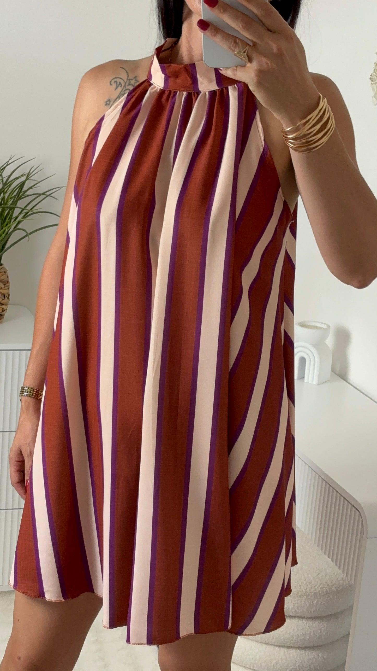 ROBE RAYURES BRIQUE