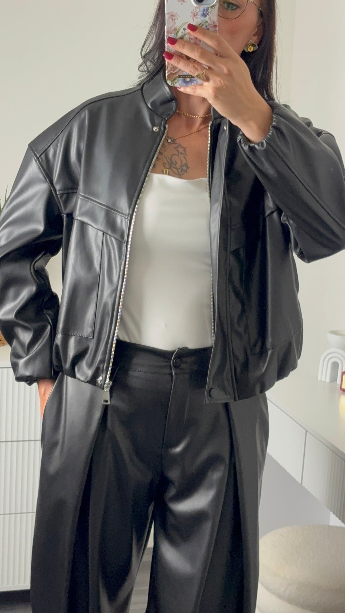 VESTE SIMILI CUIR | NOIR