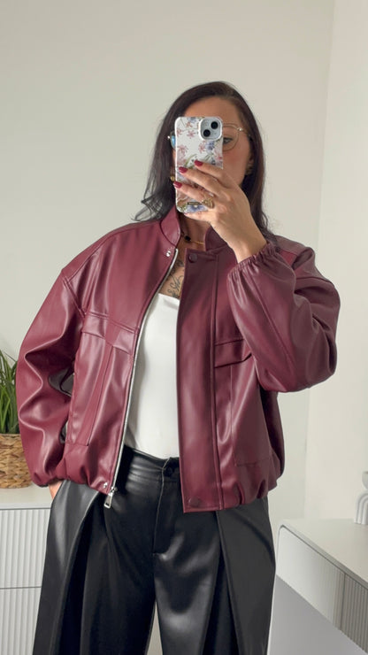 VESTE SIMILI CUIR | BORDEAU