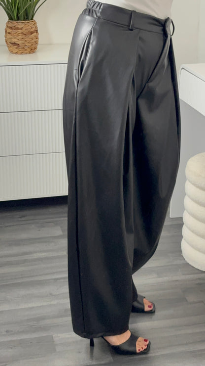 PANTALON BARREL SIMILI | NOIR