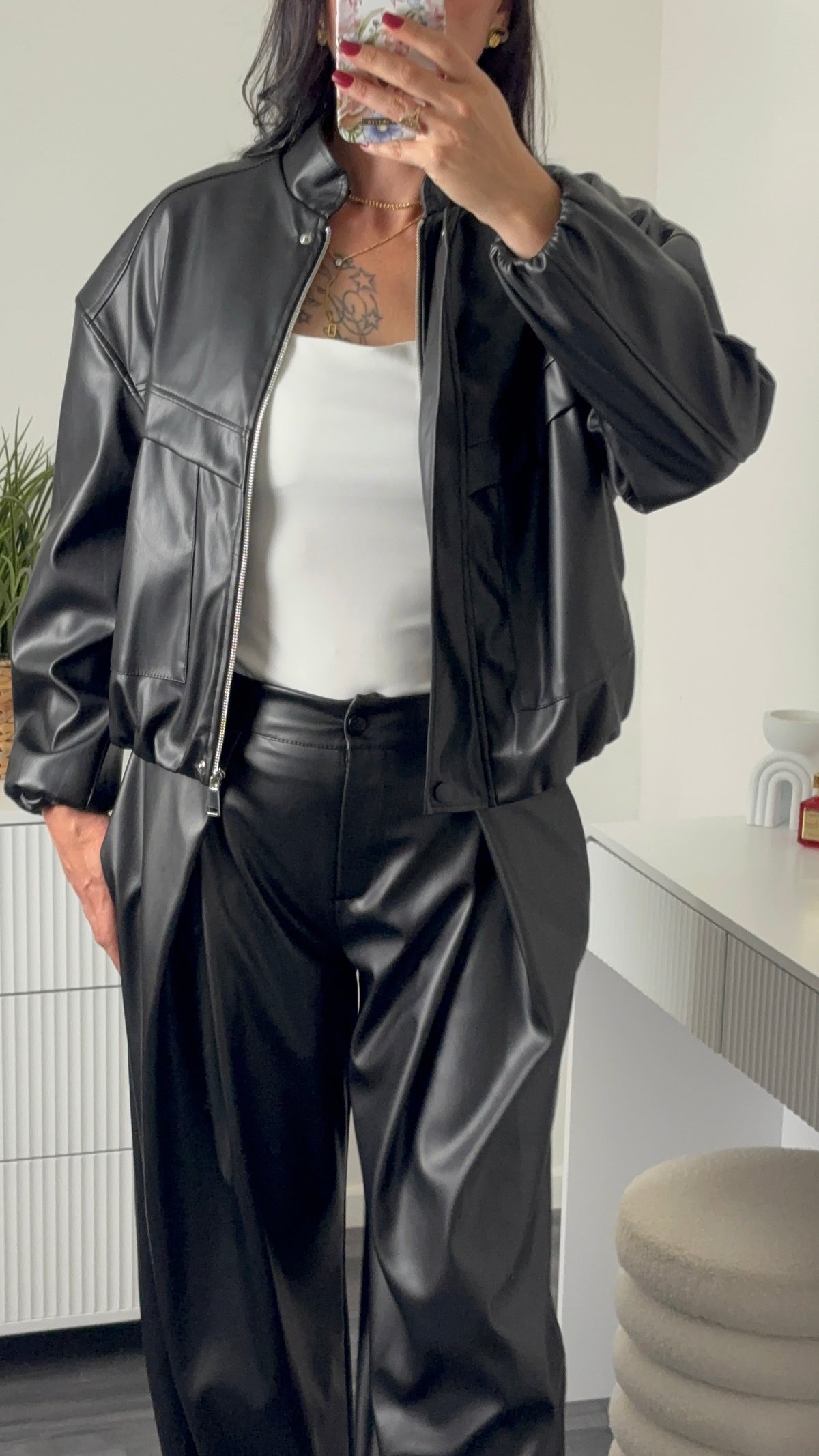 VESTE SIMILI CUIR | NOIR