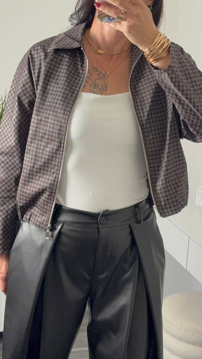 VESTE CARREAUX | MARRON