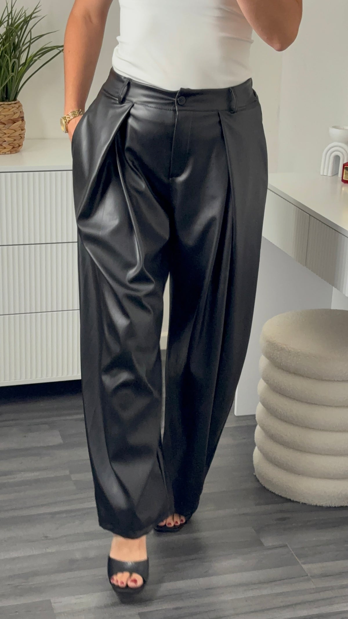 PANTALON BARREL SIMILI | NOIR