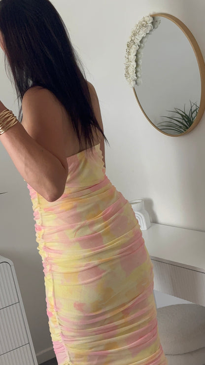 ROBE BUSTIER JAUNE