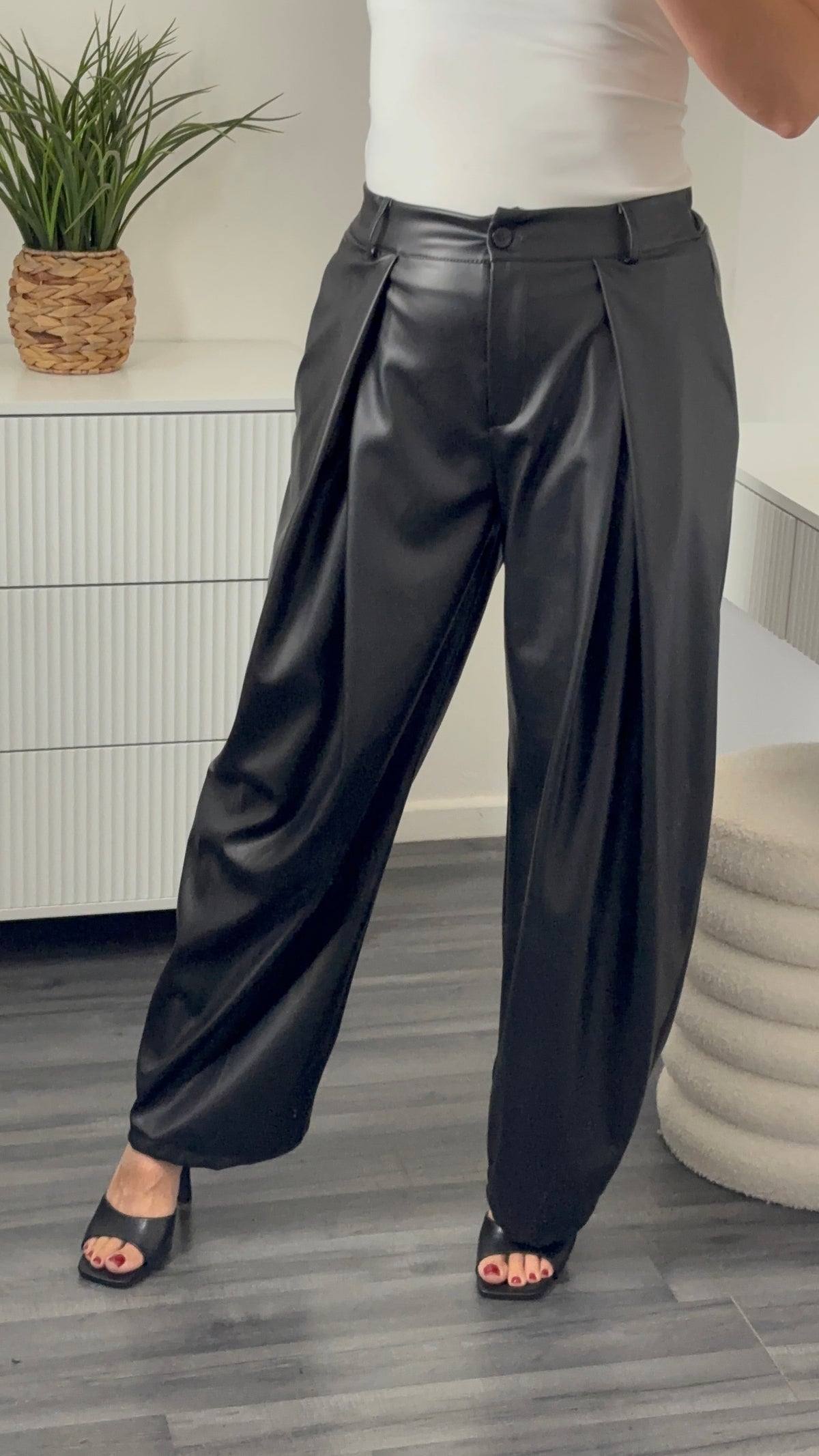 PANTALON BARREL SIMILI | NOIR