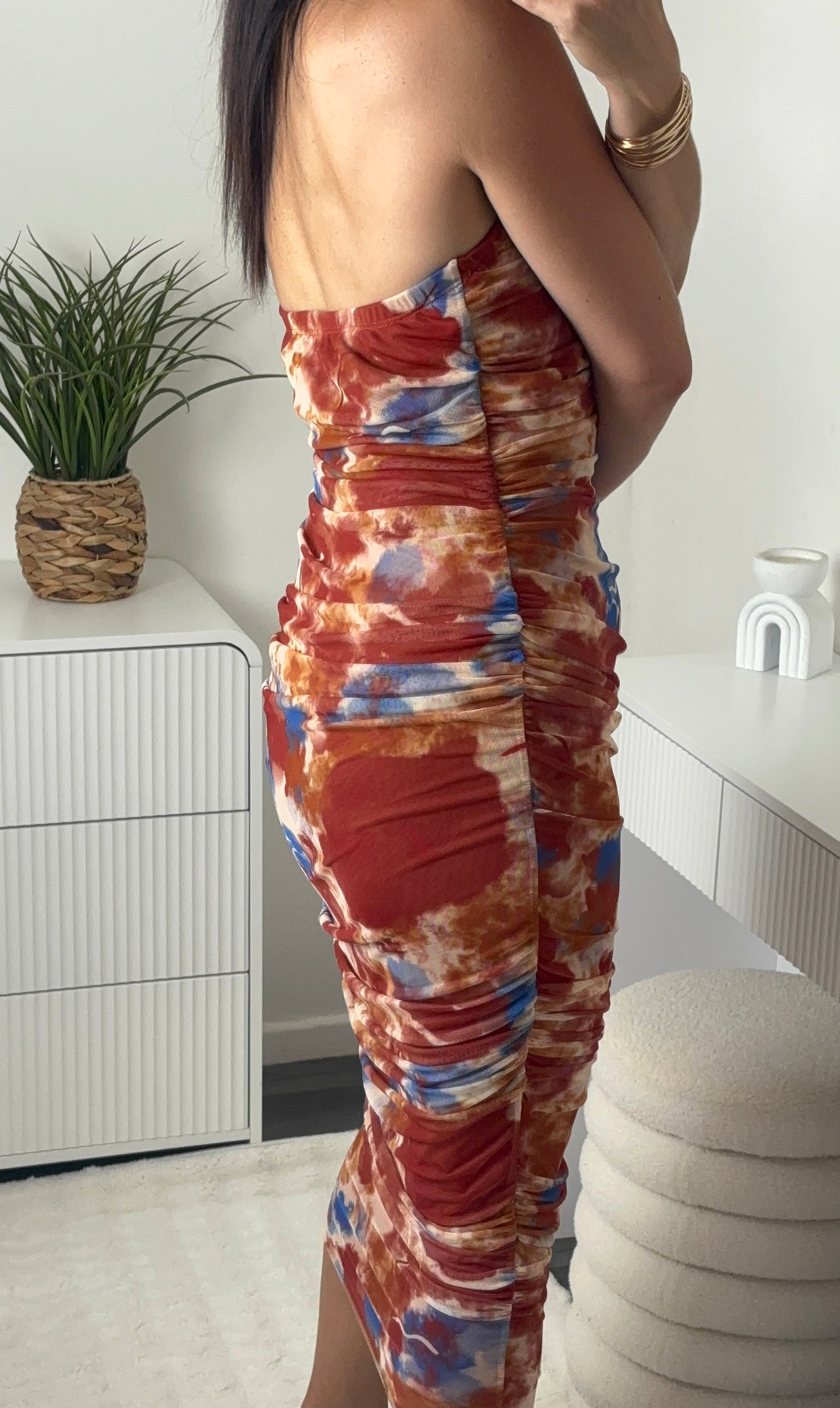 ROBE BUSTIER BRIQUE