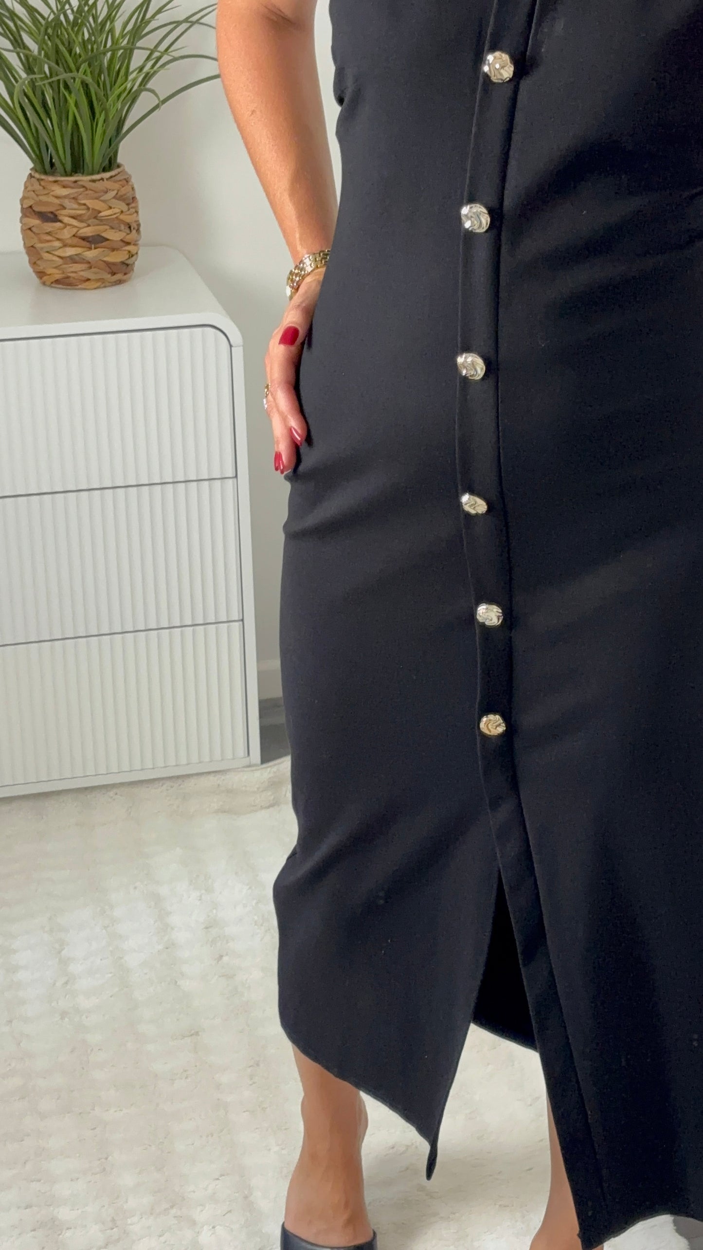Robe col v noire