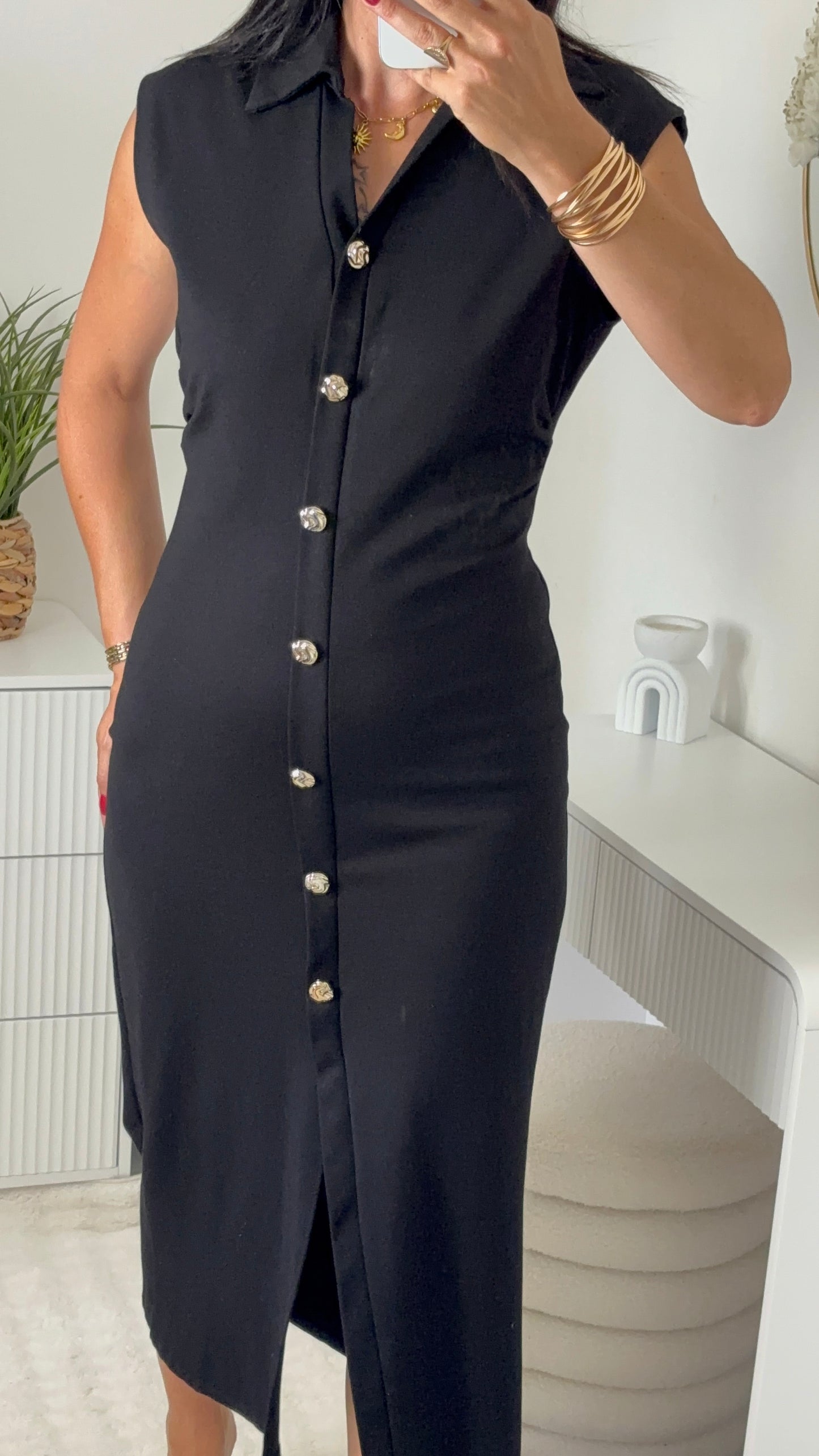Robe col v noire