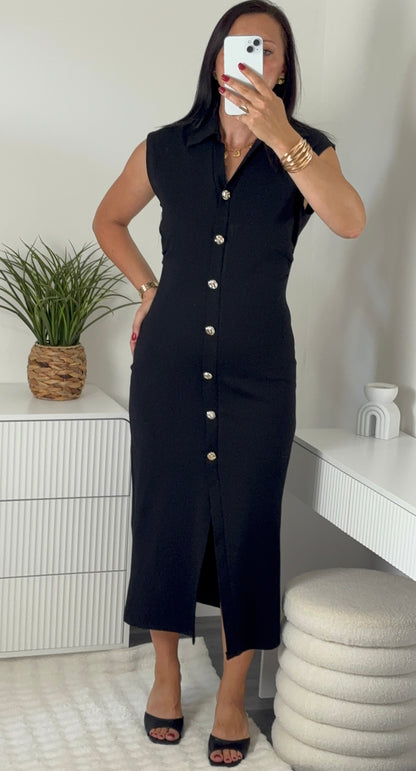 Robe col v noire