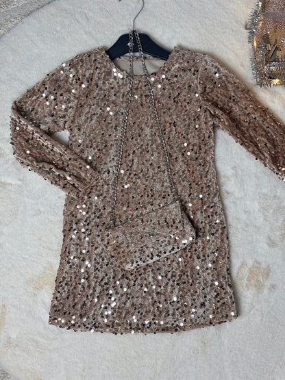 Robe doré & sac fille