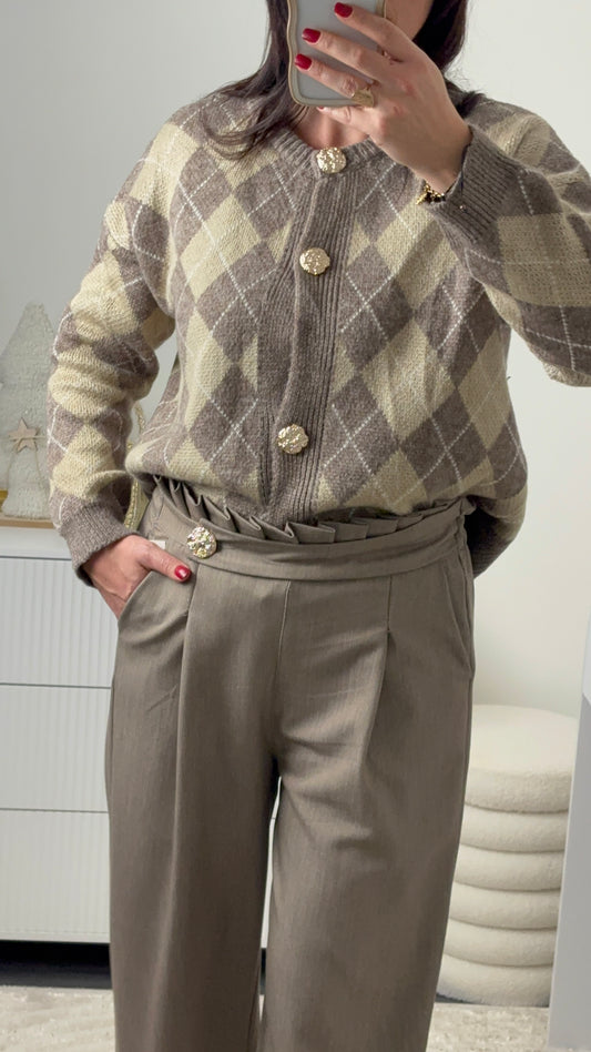 Gilet jacquard taupe